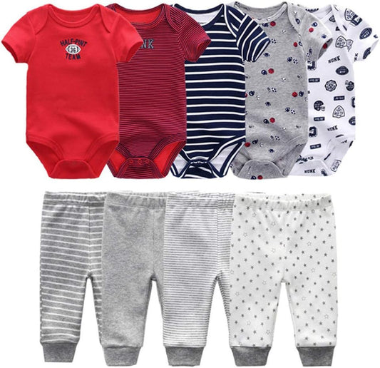 Baby Layette Set Baby Boys' 9-Piece Bodysuits Pants Set Toddler Girl Boy Unisex Baby Gift Sets