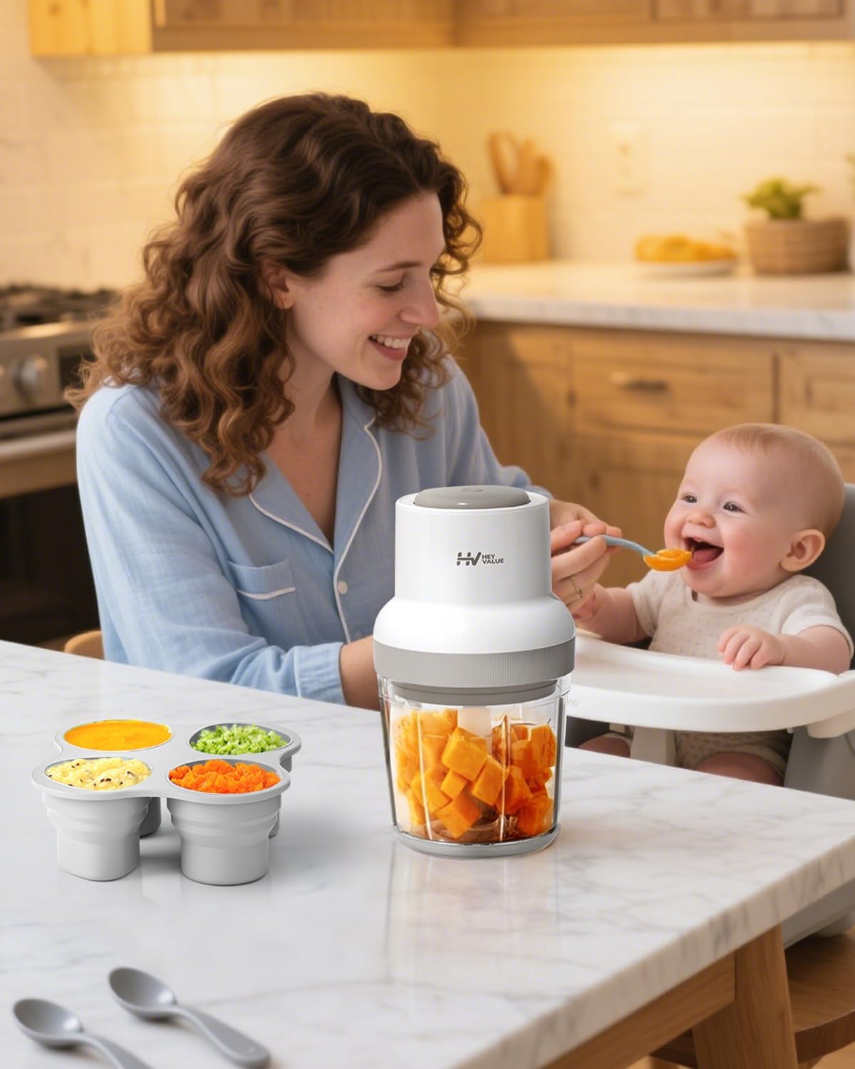 Baby Food Maker, HEYVALUE 13-in-1 Food Processor Set, Fruit, Vegatable, Meat, Baby Puree Blender