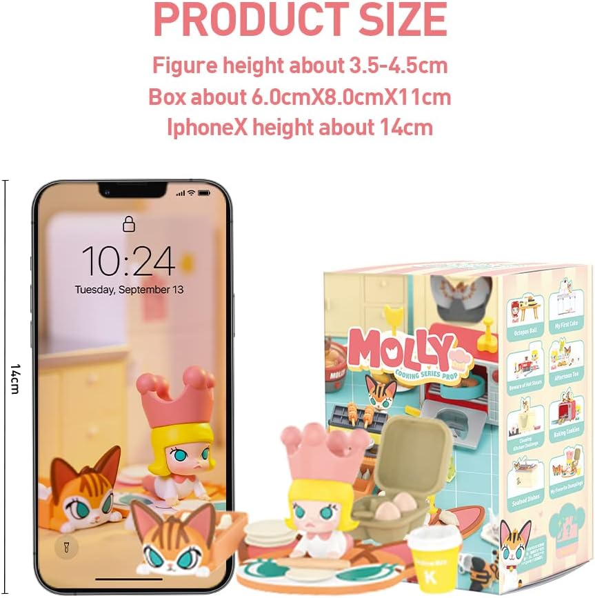 POP MART MOLLY Cooking Prop Blind Box Figures, Random Design Box Toys for Modern Home Decor, Collectible Toy Set for Desk Accessories, 8PC