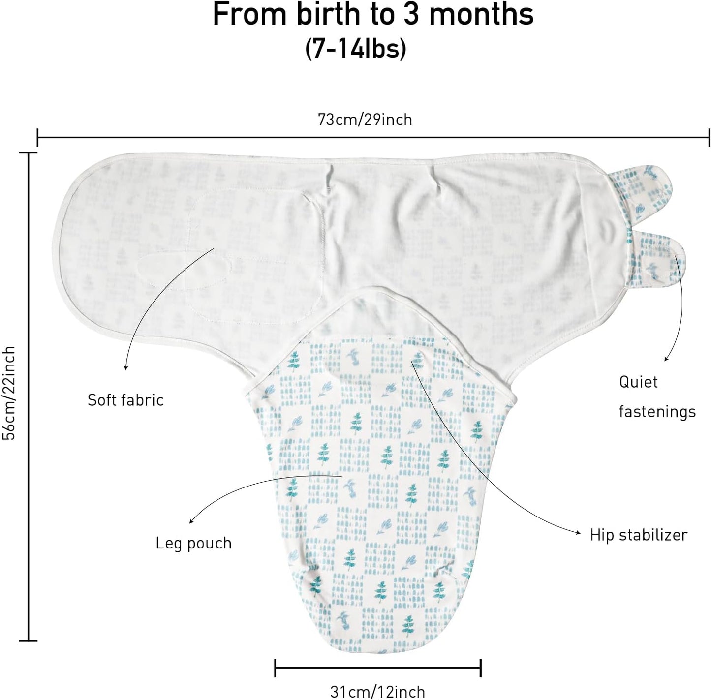 Baby Swaddle Sacks, 3-Pack Newborn Organic Cotton Swaddle Wrap, Adjustable Swaddling Blankets