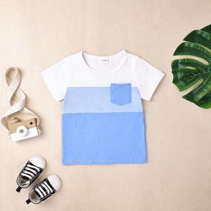 Baby Boy Clothes Toddler Boy Summer Outfits Short Sleeve Patchwork Top T-shirt & Pocket Pant Set 2 Piece 12 Months-4T