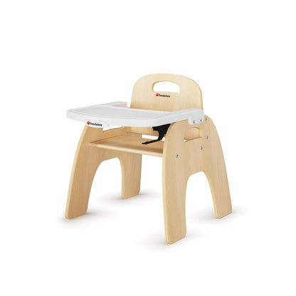 Foundations Easy Serve 11" Wood Feeding Chair for Toddlers, Adjustable Harness, Removable