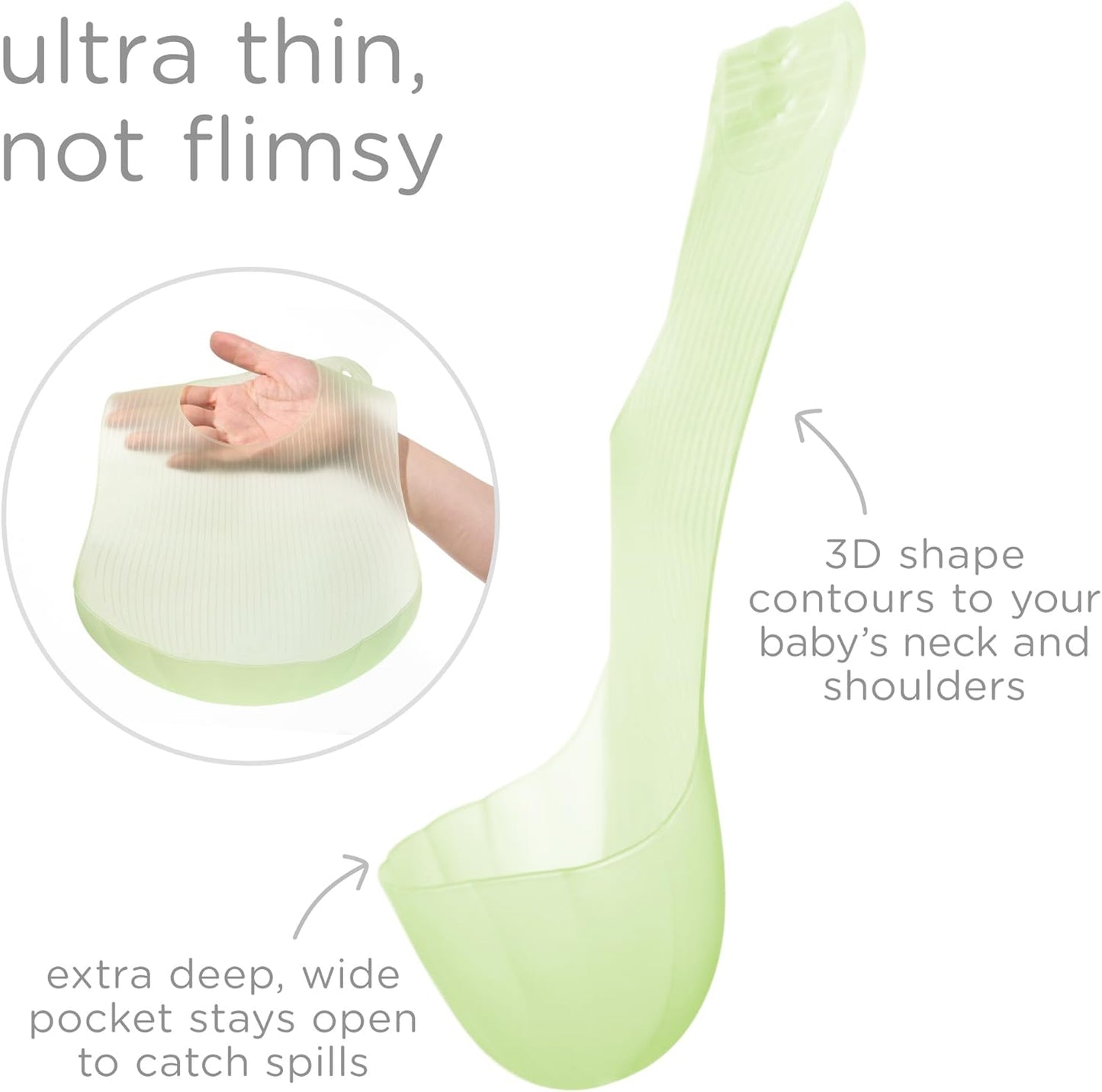 Olababy Fold N Go Silicone Baby Bib w Travel Case | Lightweight Design Eases Pressure Bruising for