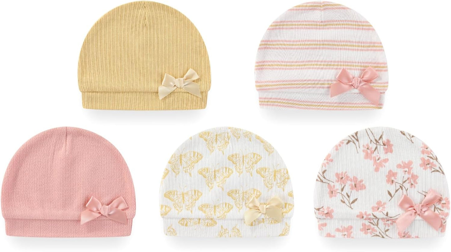 Newborn Baby Boy Girl Caps Mittens Socks Set Cotton Baby Essentials Accessories (Hats+Gloves+Socks)