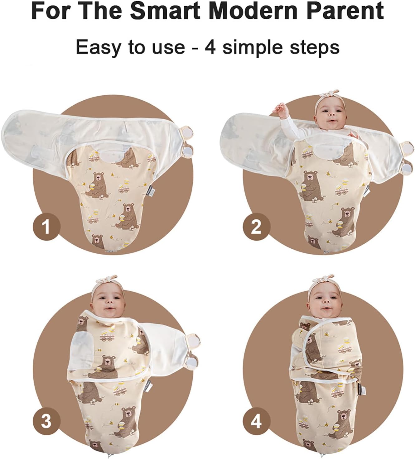 HOUSBAY Baby Swaddle Blanket Boy Girl Super Soft Material Newborn Adjustable Swaddles 2-Way Zipper