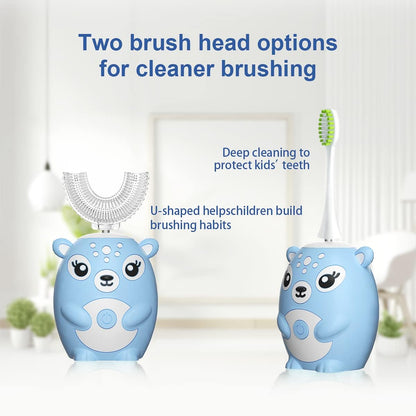 Kids Electric Toothbrushs U Shaped sonic Automatic Toothbrush with 4 Brush Heads, Six Cleaning