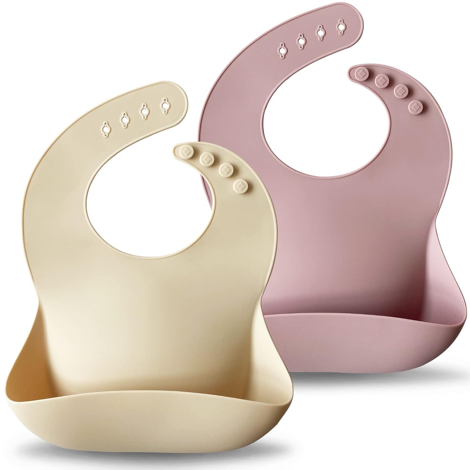 Moonkie Silicone Baby Bibs Set Of 2 | BPA Free Waterproof | Soft Flexible Silicone Bibs for Babies