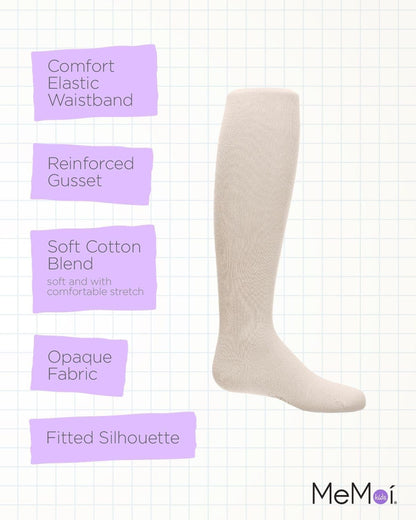 MeMoi Soft Pima Cotton Tights for Girls, Soft and Lightweight Opaque Tights for girls - Sizes 8 to 16