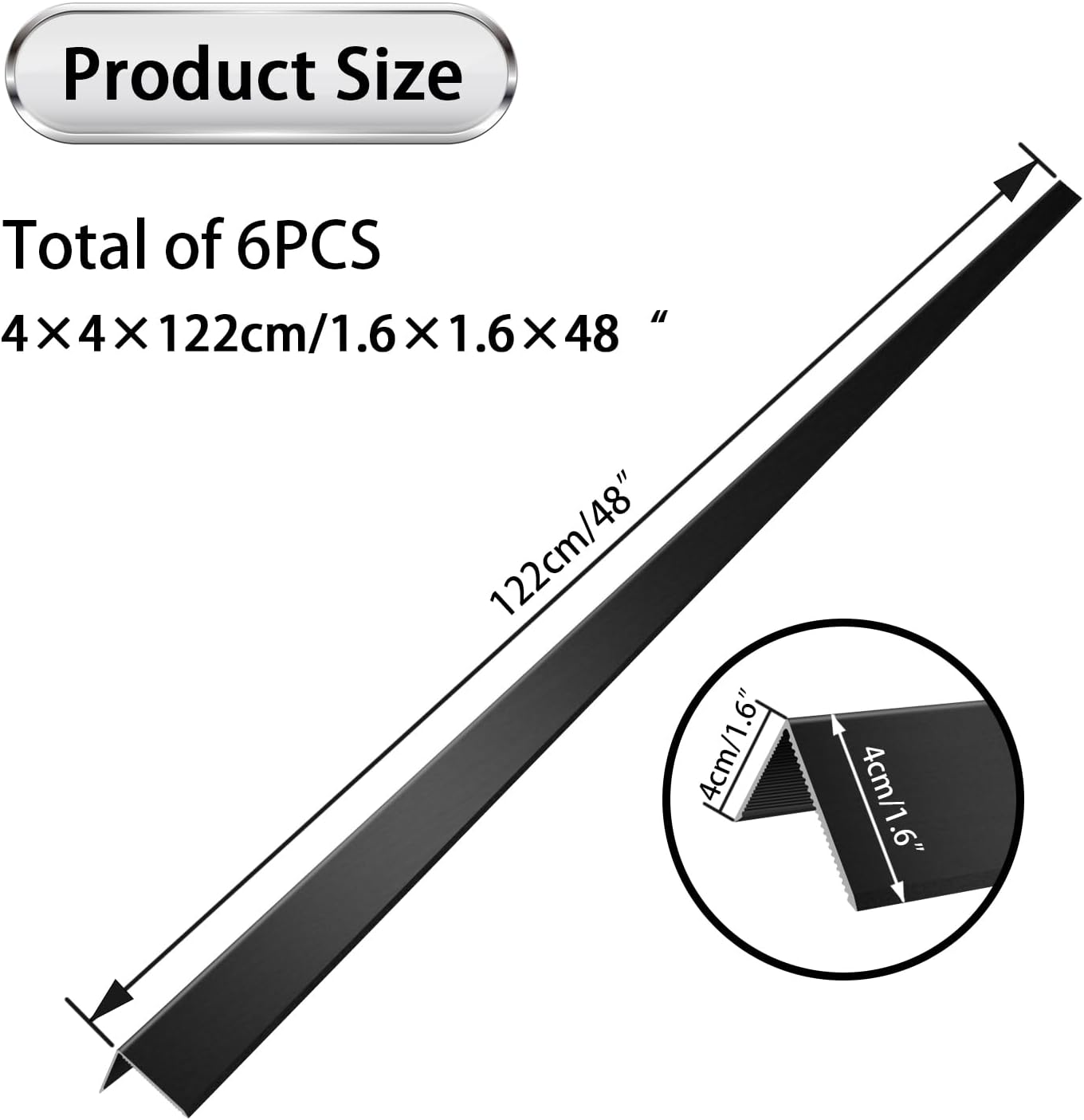 Aluminum Alloy Metal Corner Protector 10PCS Wall Corner Protector 1.6x1.6x48 inches Corner Guards Decoration for Walls Black Color Pack of 10 Corner Guards 19Ga Thickness
