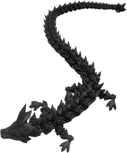 Dragon Eggs with Dragon Inside, 16.5 Inch Large 3D Printed Dragon Egg Articulated Dragon Crystal Dragon Executive Desk Toys Fidget Toy for Autism/ADHD (Black, only dragon)