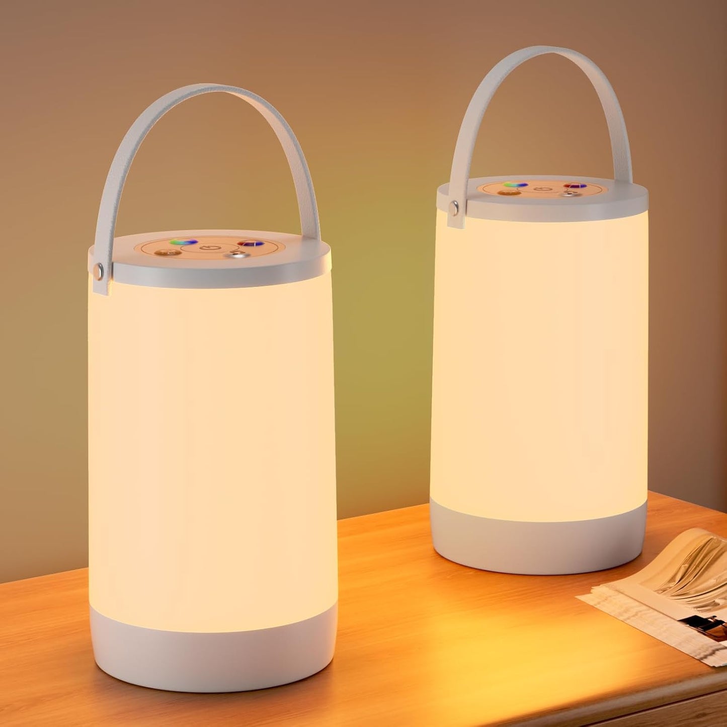 Night Light for Kids, Portable USB Night Lamp with 2200 mAh Battery, Bright Color Changing Light for Nightstand, Small Touch Bedroom Table Lamp for Girls, Boys, Toddler, 2 Pack