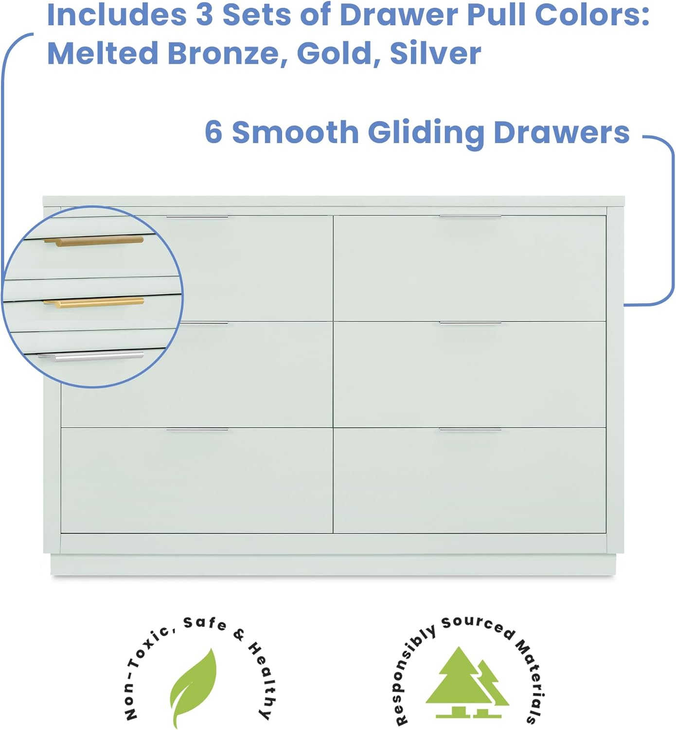 Delta Children Nest Crib and Dresser Nursery Furniture – 4-in-1 Convertible Crib | Forever 6 Drawer