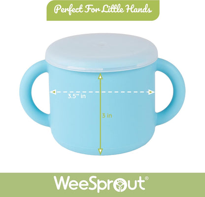 WeeSprout Snack Containers, Food Grade Silicone Cups, Spill-Proof Tops For Toddlers and Babies