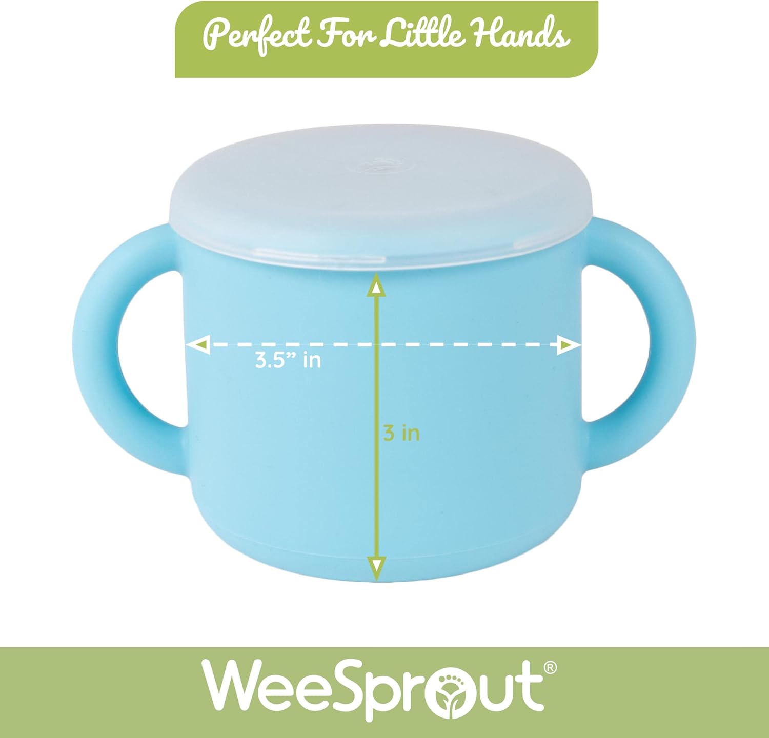 WeeSprout Snack Containers, Food Grade Silicone Cups, Spill-Proof Tops For Toddlers and Babies