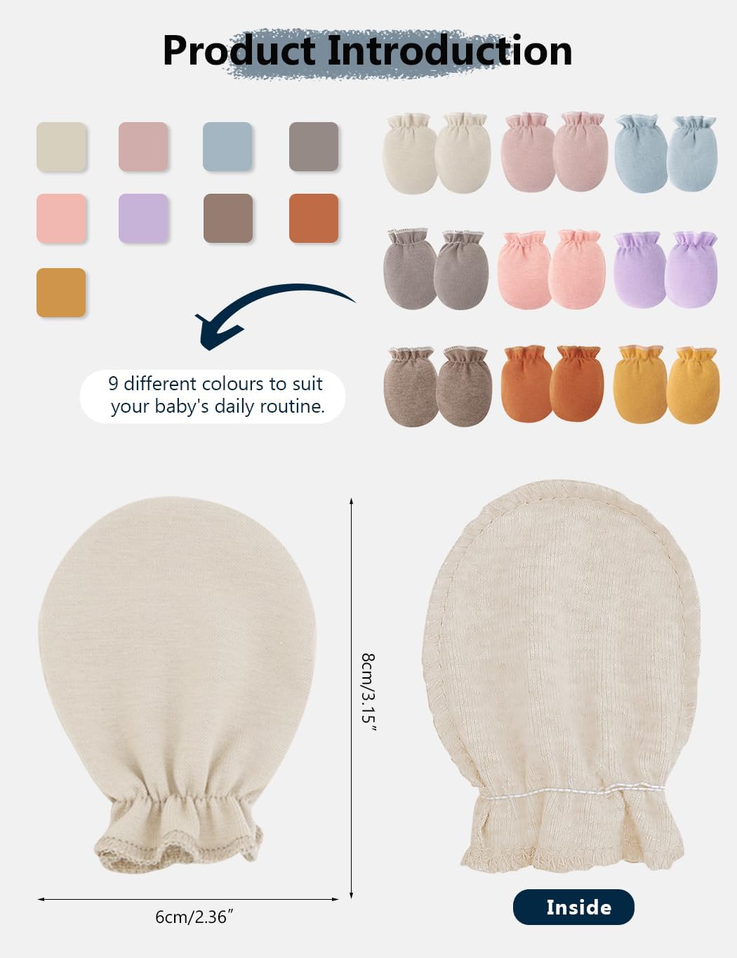 Cute Baby Mittens Newborn, No Scratch Baby Boy Mittens, Baby Girl Hat Gloves for Toddlers, Infant, Newborn