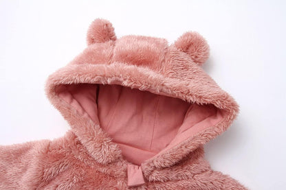 Newborn Baby Snowsuit Fleece Lined Onesie Outfits Warm Hooded Romper for Infant