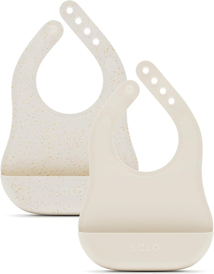Lalo The Bib - Waterproof, Non-Toxic Silicone Baby Bib with Adjustable Neck Band & Silicone Food