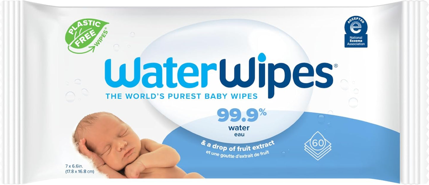 WaterWipes Sensitive+ Newborn & Baby Wipes, 3-In-1 Cleans, Cares, Protects, 99.9% Water, Unscented