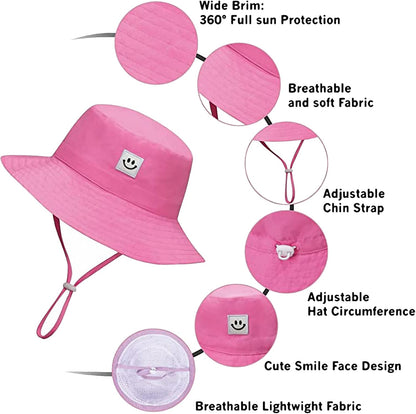 55cube Toddler Sun Hat Beach Bucket Hat for Girls Boys Toddlers