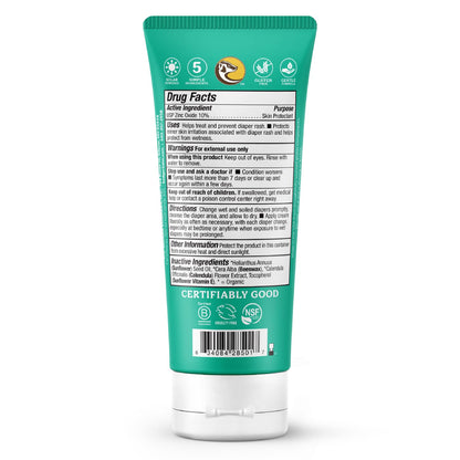 Badger Diaper Cream, 99% Organic Diaper Rash Cream for Baby, Zinc Oxide Ointment w/Soothing Calendula Cream for Sensitive Baby Skin, 2.9 fl oz