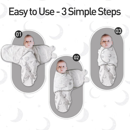 GLLQUEN BABY 3-Pack Swaddle Wrap blankets, Newborn Swaddles 0-3 months, Baby Swaddling Sack, Moon & Cloud, Infant Swaddle Blanket Wrap (Small/Medium)