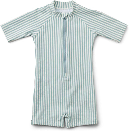 Boys One Piece Swimsuit Whale Dolphin Bathing Suit Zipper Rash Guard Kid Short Sleeve Swimwear Shark Beach Wear UPF50+
