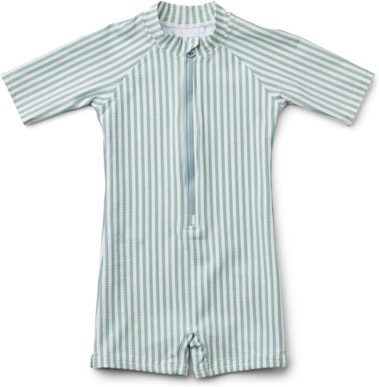 Boys One Piece Swimsuit Whale Dolphin Bathing Suit Zipper Rash Guard Kid Short Sleeve Swimwear Shark Beach Wear UPF50+