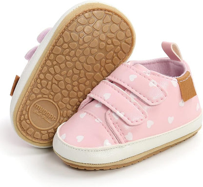 SOFMUO Baby Boys Girls High Top Ankle PU Leather Sneakers Soft Rubber Sole Infant Moccasins Newborn Oxford Loafers Anti-Slip Toddler Wedding Uniform Dress Shoes