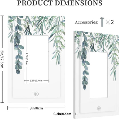 Eucalyptus Leaves Greenery Vine Flowers Simplicity Decorative Outlet Covers 1 Gang Single Rocker Light Switch Cover Plate Wall Plates GFCI Faceplate for Bed Room Living Room Decor