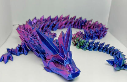 Crystal Dragon - Articulated Flexi Dragon - 3D Printed Gift (Baby, Purple/Blue/Green)