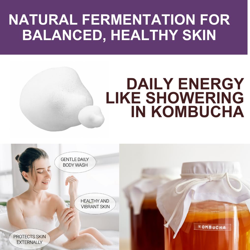 BALANCE YOUR BIOME Kombucha Glass-Skin Moisturizing Body Wash, K-Beauty,Fermented soybean, barley