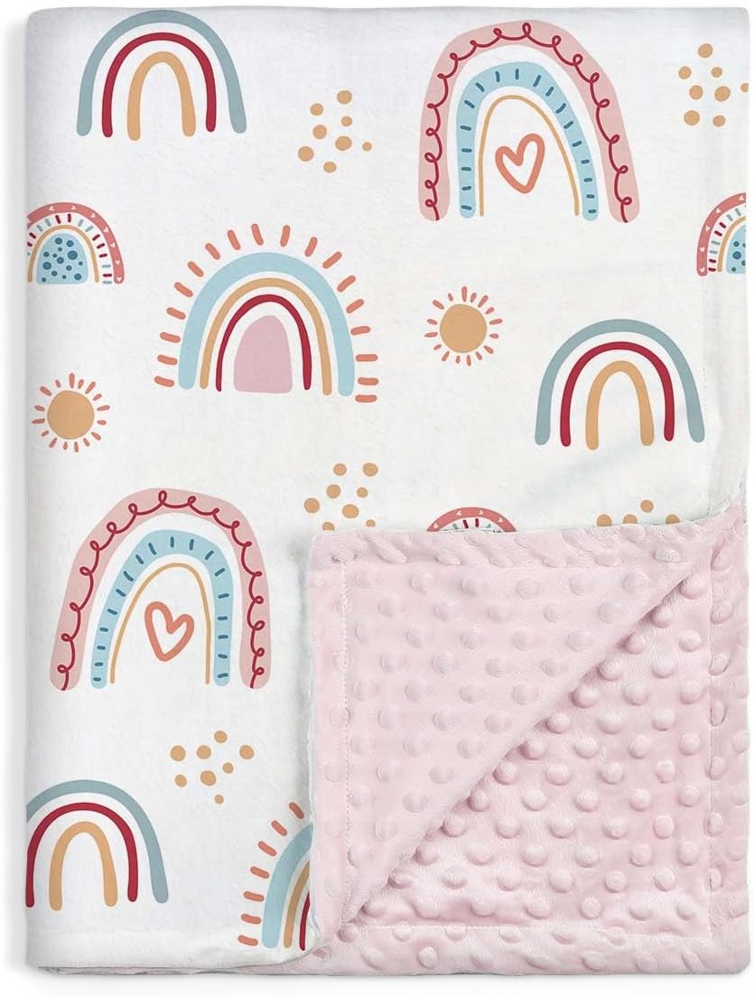 SANDJEST Rainbow Kid Blanket for Girls - 30 x 40 Kids Minky Blanket - Gifts for Kids on Birthday
