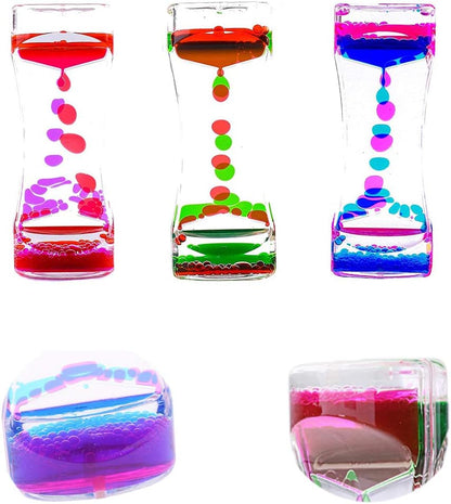 YUE Action Liquid Timer 2 Pack/Liquid Motion Bubbler Timer for Calming Sensory Toys, Autism Toys,Fidget Toy, Children Activity, Desk Toys,Novelty Gifts, Holiday Stocking Stuffers (Green+Red Set)