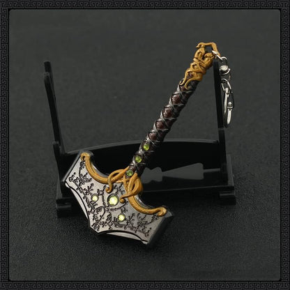 God of War Ragnarök Kratos Action Figures Game Toys Collection Keychain Desk Decoration Backpack Pendant Gift (Mjölnir the hammer of Thor)