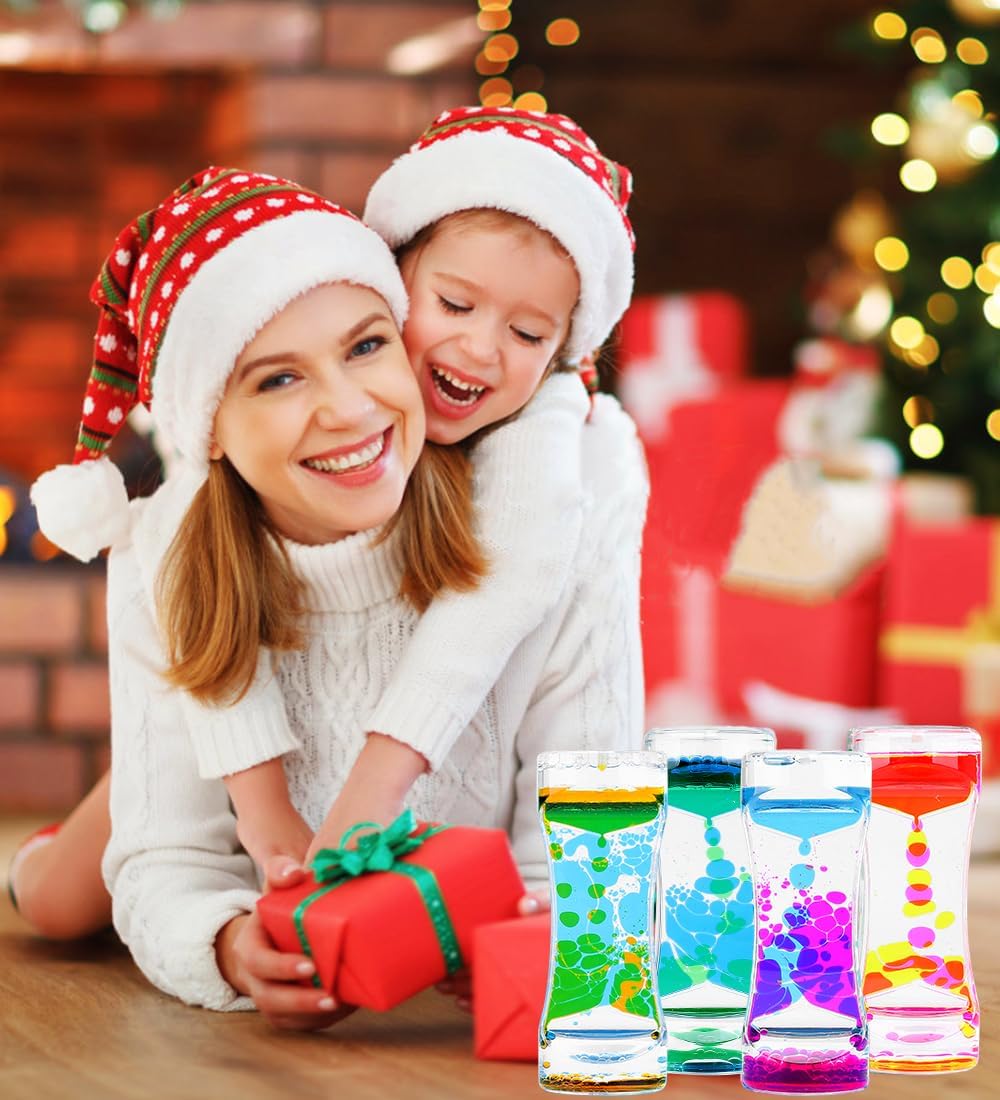 Liquid Motion Bubbler Colorful Oil and Water Sensory Toys Hourglass Bubbler Timer ADHD Anxiety Autism Fidget Toy for Kids Calm Stress Relief Desk Toys for Office for Adults Gifts (10 Packs)