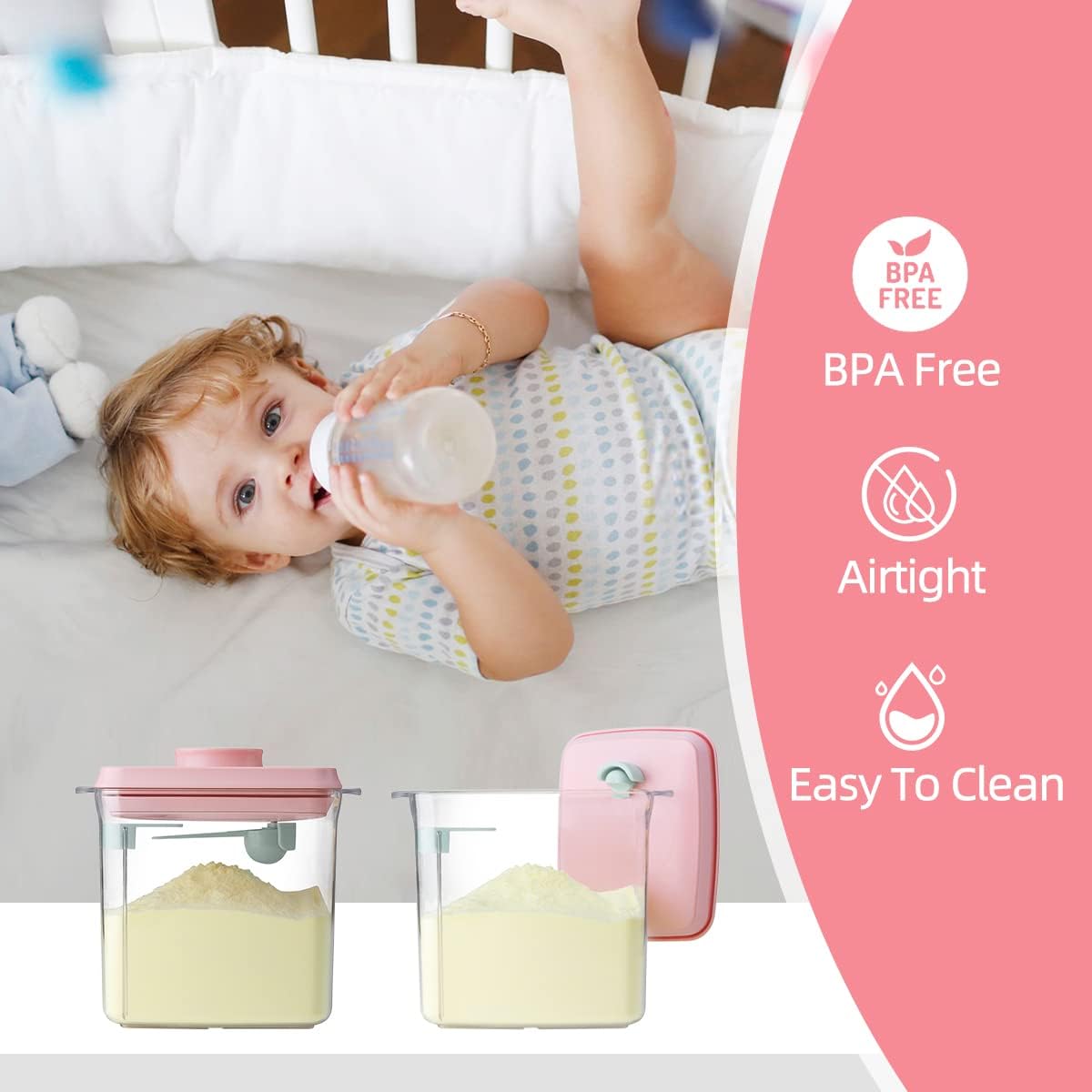 Ankou Formula Container - 1700ml Airtight Formula Dispenser One Button Handy Milk Powder Container