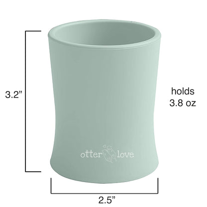 otterlove Silicone Baby & Toddler Training Cup - Pediatric OT Approved - 100% Platinum Pure LFGB Silicone - Unbreakable - Plastic Free - Tiny Cup Perfect for Baby Led Weaning (Sage)