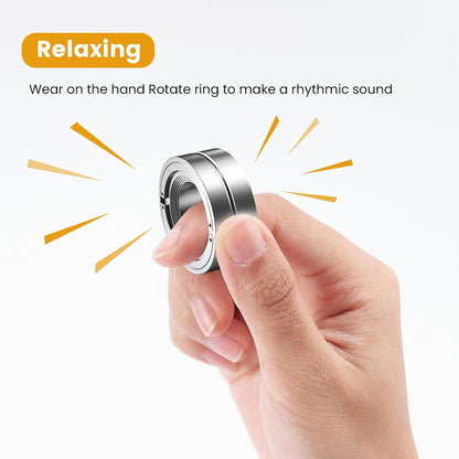 Magnetic Fidget Toy Ring Spinner, Adults Fidget Slider EDC Gadget Haptic Sensory Spinning Block, Mechanical Ticking Clicker Ratcheting Slider Ring Stress Anxiety Relief for ADHD (Silver)