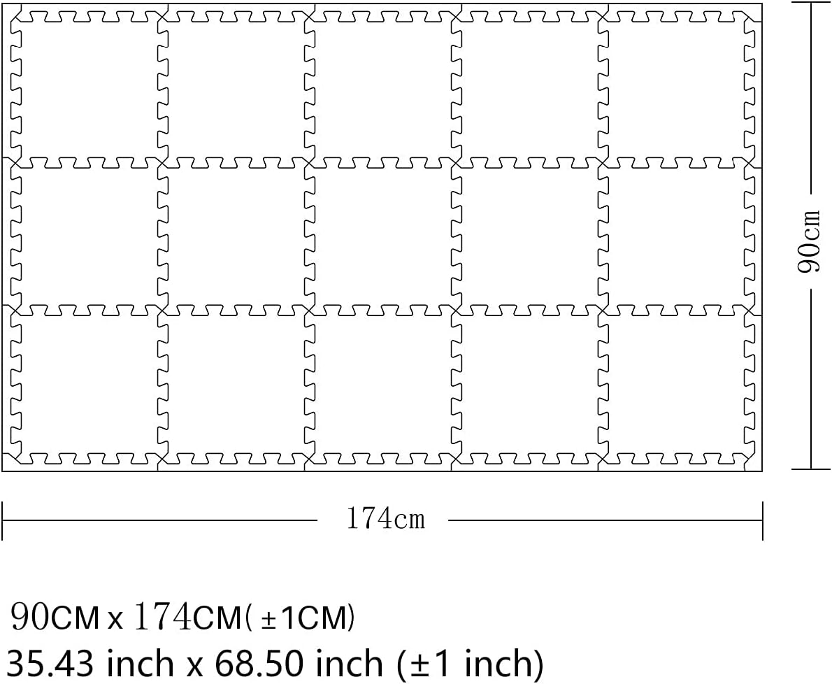 MQIAOHAM® 18 Pieces + 18 Edges Puzzle Play Mats, Soft Baby Play Mat, Kids Interlocking Foam Floor Tiles, Toddlers Carpet Playmats XZ301018-101104