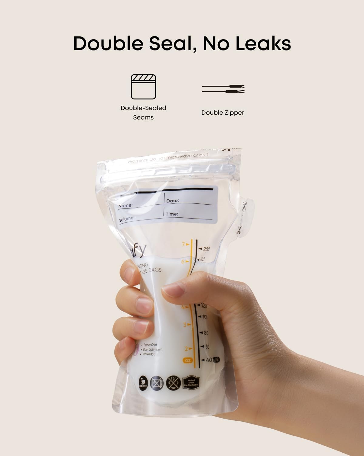 eufy Breast Milk Storage Bag with Temperature Sensing Color Change, Milk Storing Bags for
