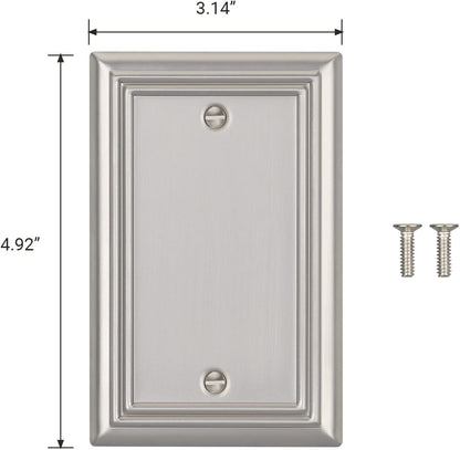 DEWENWILS 4-Pack Blank Wallplates, Brushed Nickel Outlet Cover, Stanless Steel