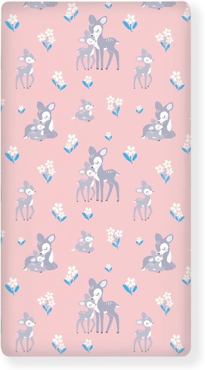 Cute Vintage Fawn Fitted Crib Sheet Animals Baby Crib Sheet Fit Standard Crib and Toddler Mattress,Crib Mattress Sheets for Boys Girls 28"x52"