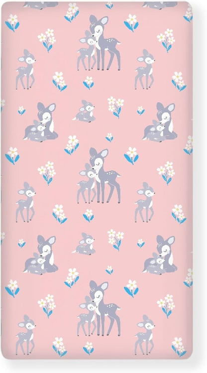 Cute Vintage Fawn Fitted Crib Sheet Animals Baby Crib Sheet Fit Standard Crib and Toddler Mattress,Crib Mattress Sheets for Boys Girls 28"x52"
