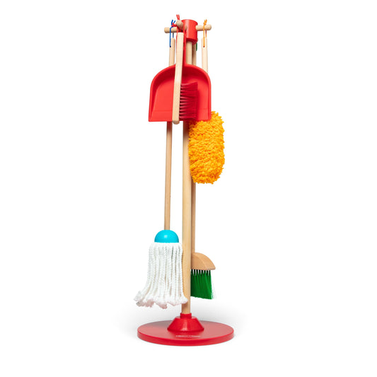 Melissa & Doug Dust Sweep Mop, 6-Pc. Toddler Cleaning Set with Kids Broom & Accessories, Preschool