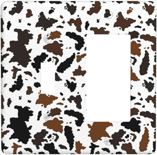 Outlet Covers Rustic Cowhide Highland Cow Milk Cow 1 Toggle 1 Rocker Combination Decorative Wall