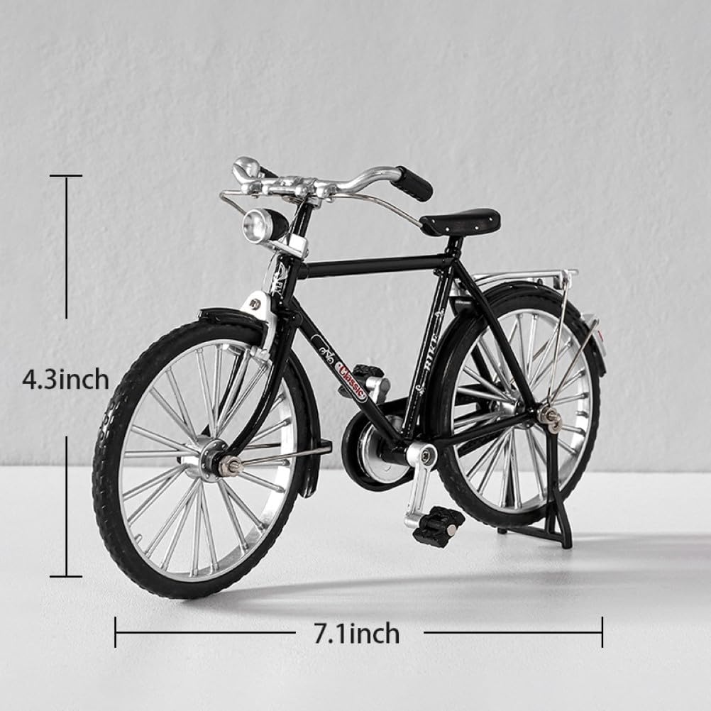 Miniature Alloy Bicycle Collections Bookshelf Decor, Metal Art Home Accessories, Desk Accessories Toy Finger Bike for Collections Home Living Room Bar Coffee Ornaments (Black)