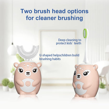 Kids Electric Toothbrushs U Shaped sonic Automatic Toothbrush with 4 Brush Heads, Six Cleaning