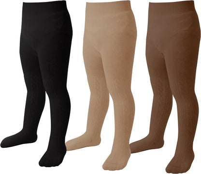 Marchare Baby Girls Tights Thick Solid Cable Knit Leggings Winter Warm Stockings For Toddler Girls 1/2/3/4/5 Pack