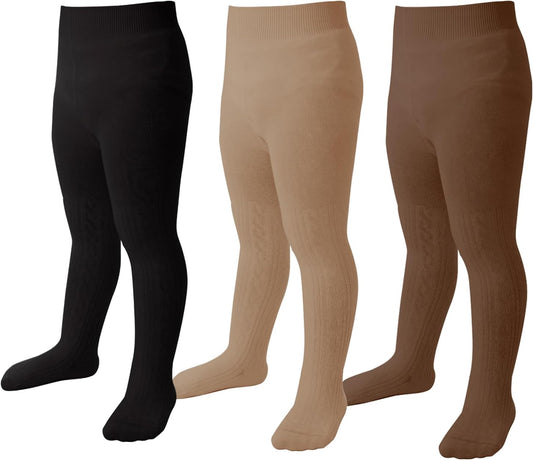 Marchare Baby Girls Tights Thick Solid Cable Knit Leggings Winter Warm Stockings For Toddler Girls