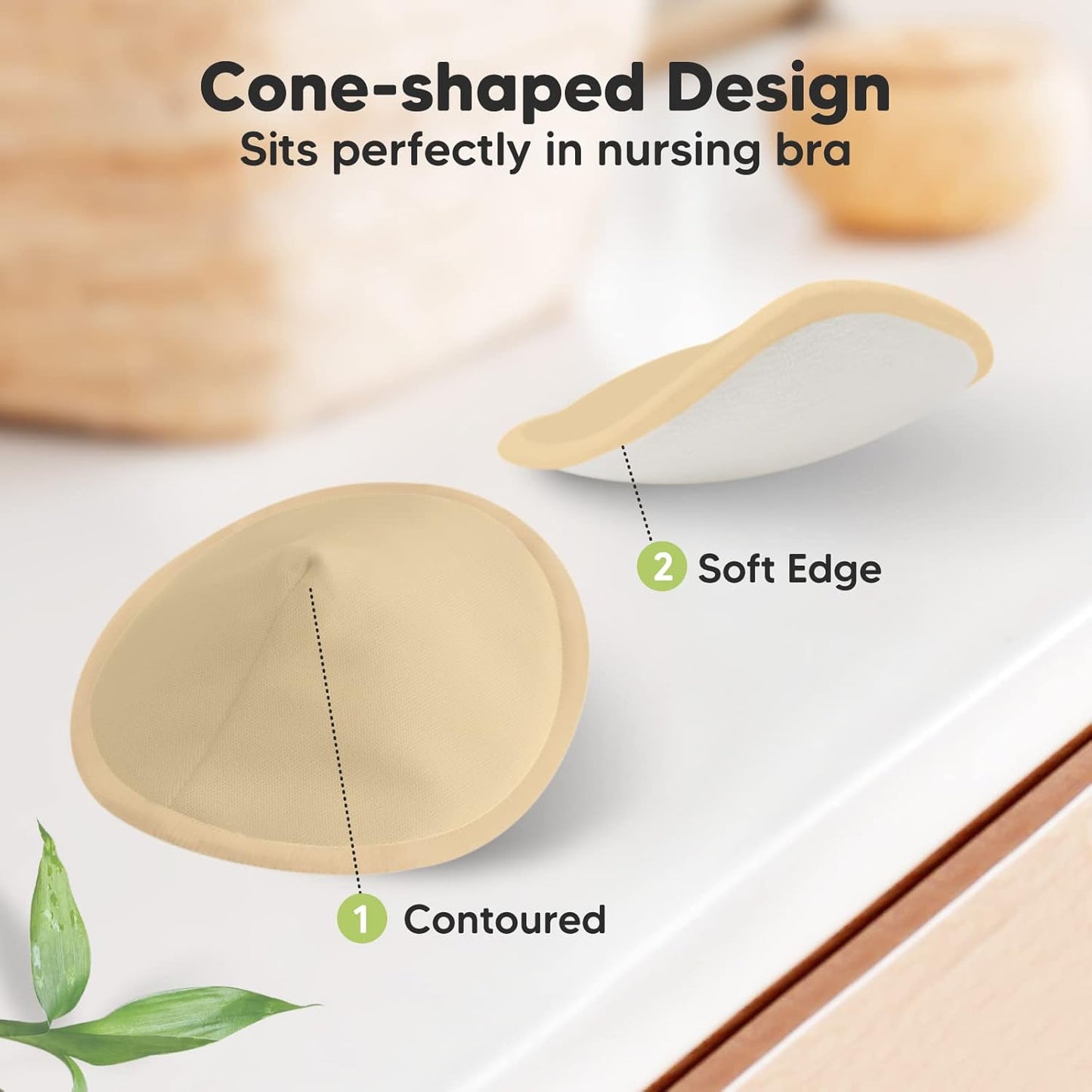Organic Nursing Pads - 14 Washable Viscose Derived from Bamboo Breastfeeding Pads, Wash Bag